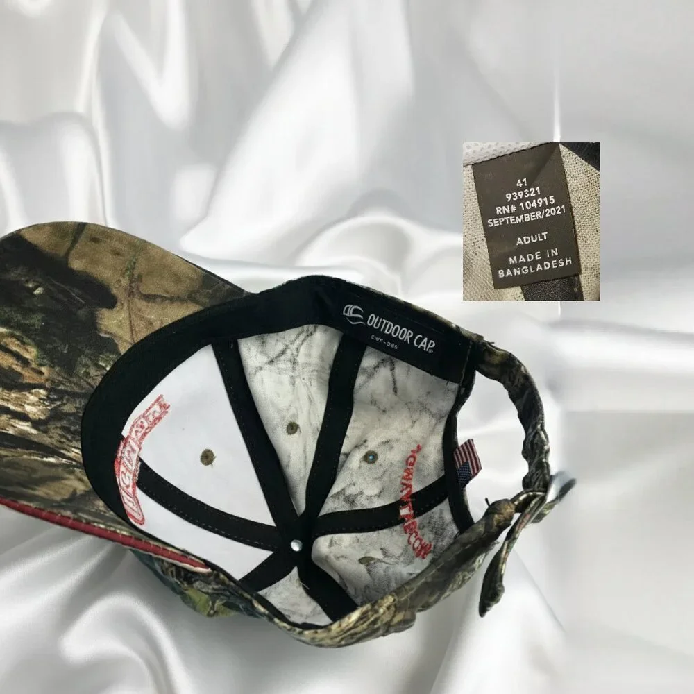 Mossy Oak Camo Baseball Cap JGM Valve Tuck Strap USA Flag - Picture 5 of 8